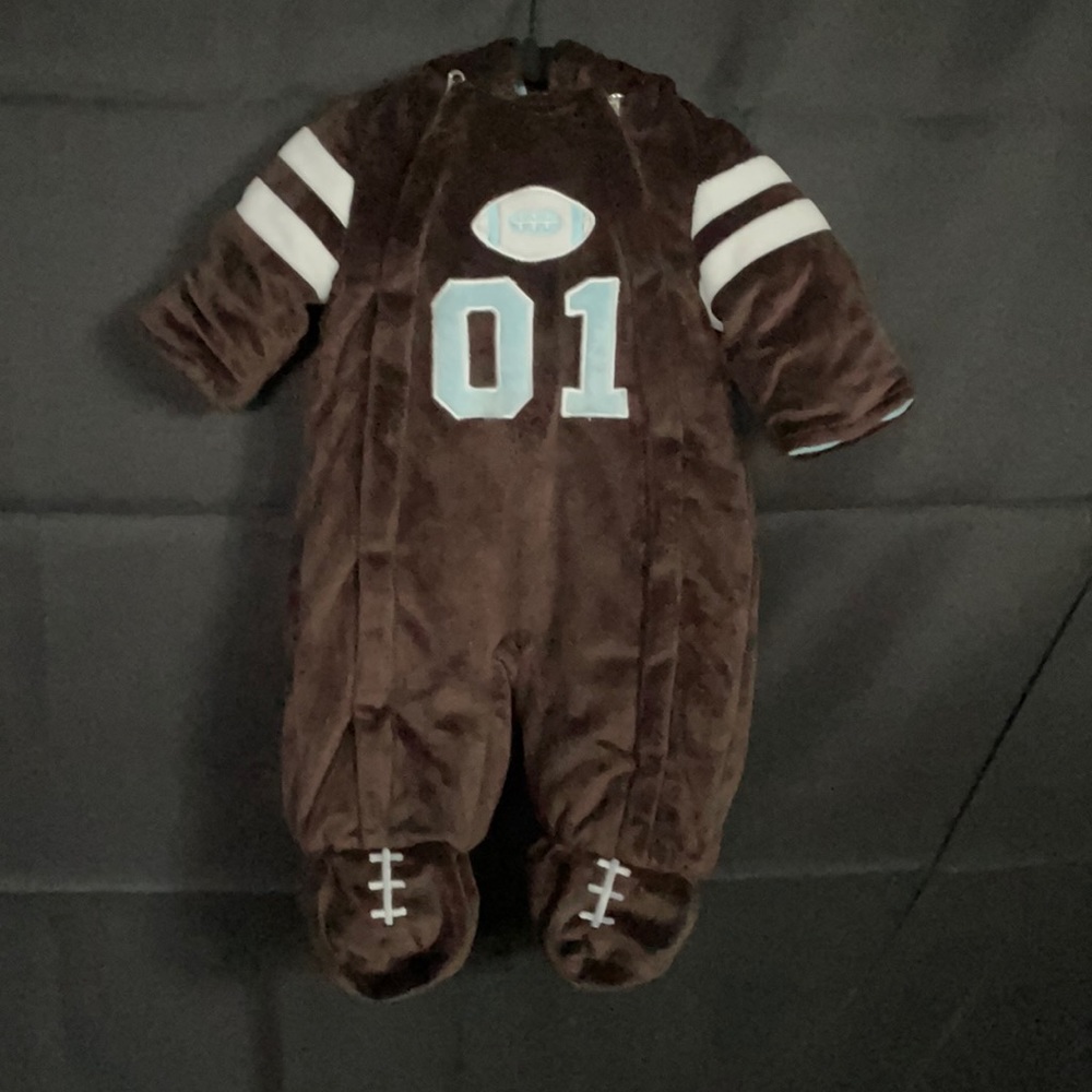Dark brown Pistachio football onesie (2778)
